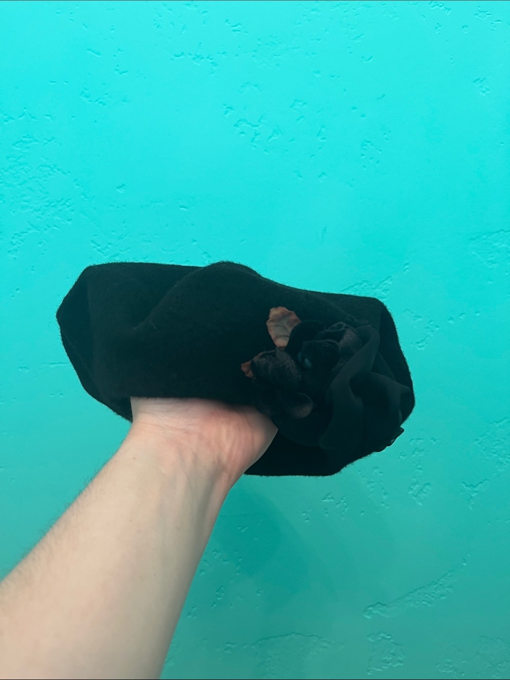 Black Beret with Flower Accent